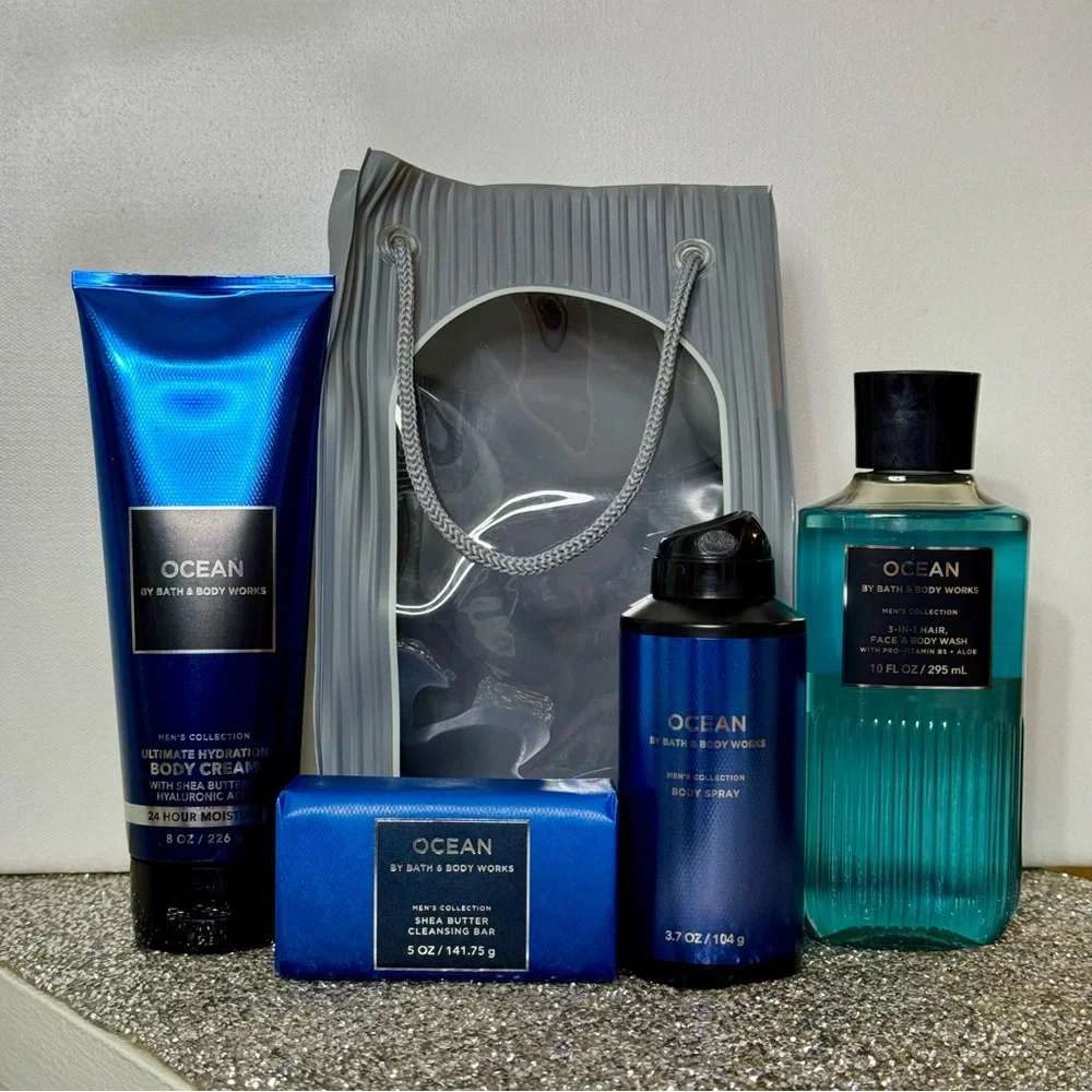 Bath and Body Works Men’s Ocean Body Care 4 Piece Gift Set with Gift Bag NWT